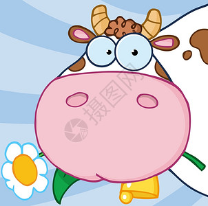 牛头在嘴中背着鲜花背景图片