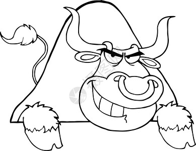 美国华尔街的牛A符号的粗柱形图示符号插画