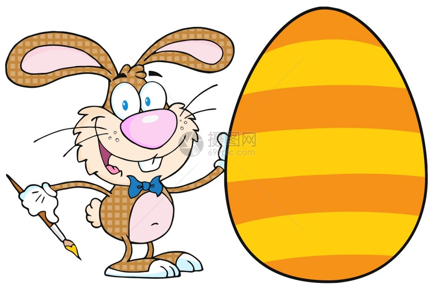 快乐的兔子绘制复活节鸡蛋图片