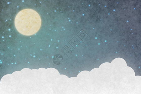 月亮星星云幻想天空背景背景