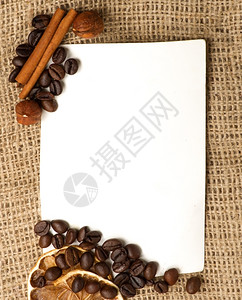 棕色咖啡菜单菜单设计旧纸咖啡豆肉桂柠檬薄饼背景