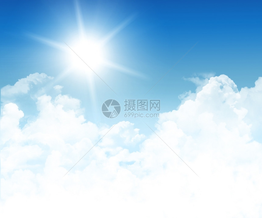 美丽的蓝天空背景模板在蓝色孤立的下面有输入文字信息空间图片