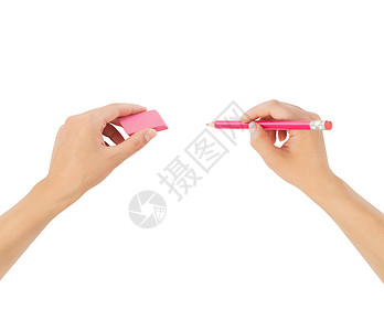 橡胶铅笔居首使用擦的按摩剂人体手背景