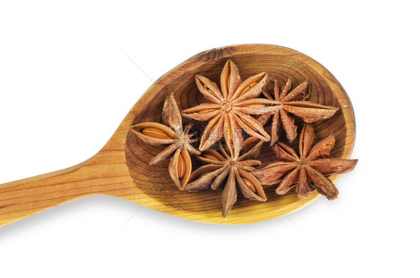木制厨房勺子中的恒星图片