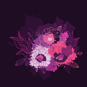 手绘抽象装饰花卉背景图片