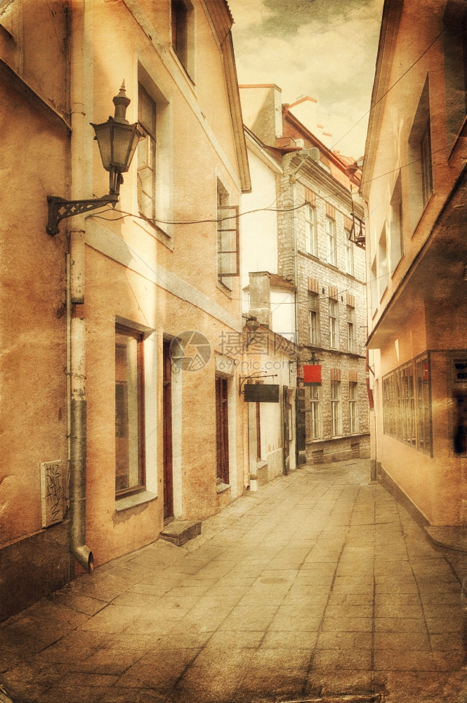 旧欧洲街的回流风格形象图片