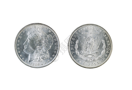 两张摩根银元反面和的近照背景图片