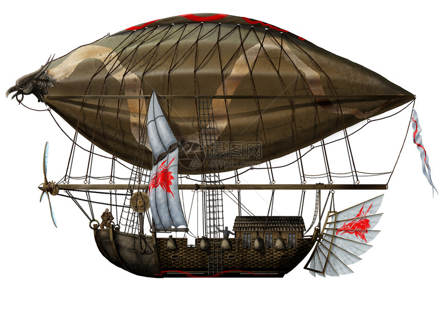 边景格朗盖旧军奇幻的Zeppelin图片
