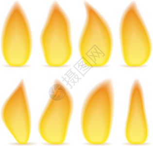 各种形状的火焰不同形状的透明火焰插画