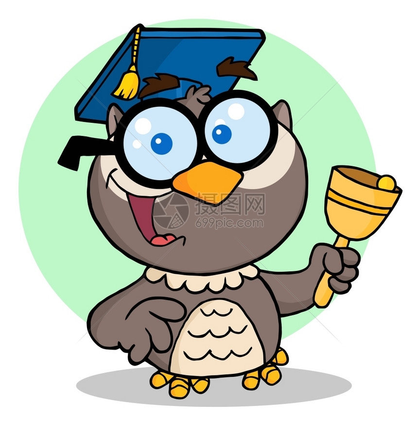 卡通可爱戴博士帽的猫头鹰老师图片