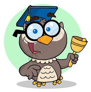 卡通可爱戴博士帽的猫头鹰老师背景图片