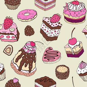 卡通可爱蛋糕元素矢量背景图片