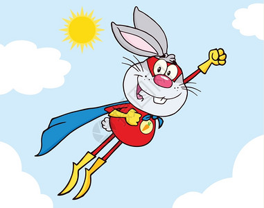 飞灰灰兔超级英雄插画