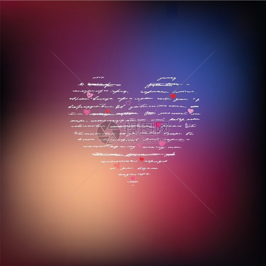心脏设计元素爱情手写矢量背景图片