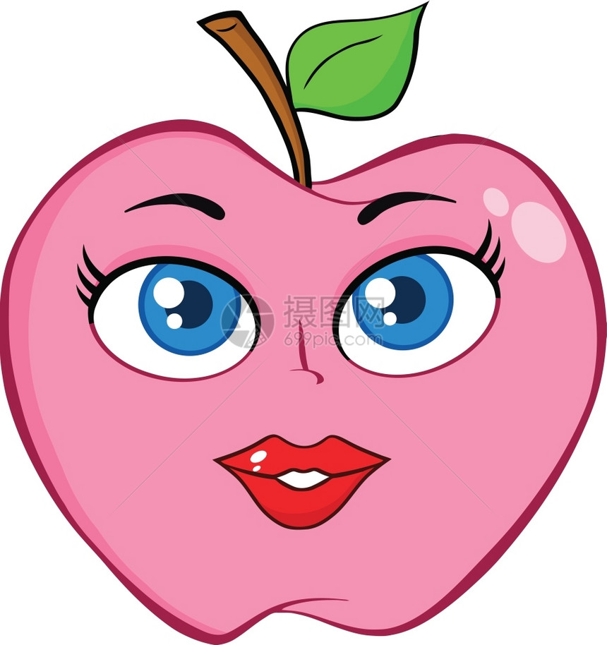 粉红苹果与女脸孔图片