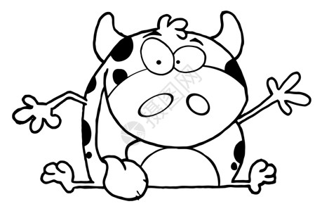 角状的卡通可爱黑白牛插画