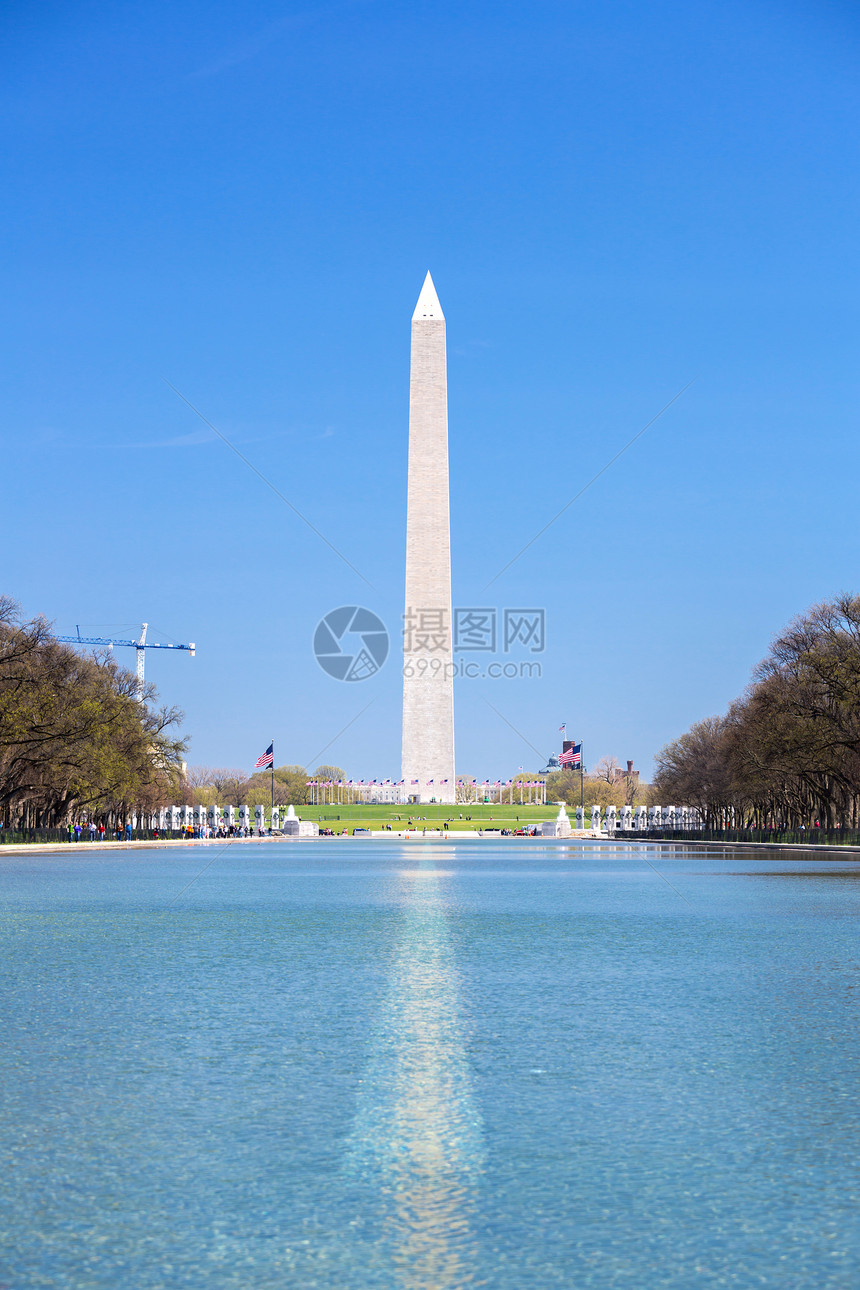 林肯纪念馆新反射池中华盛顿纪念碑的反射图片