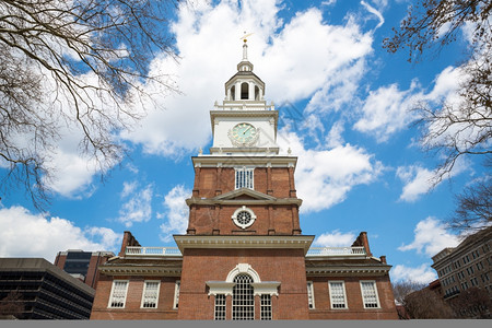 时钟南方176年在费城宾夕法尼亚州南边独立大厅签署宣言的地点背景