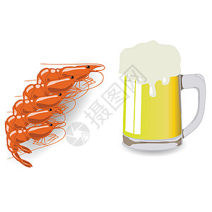 用啤酒和虾的杯子来展示你设计图片