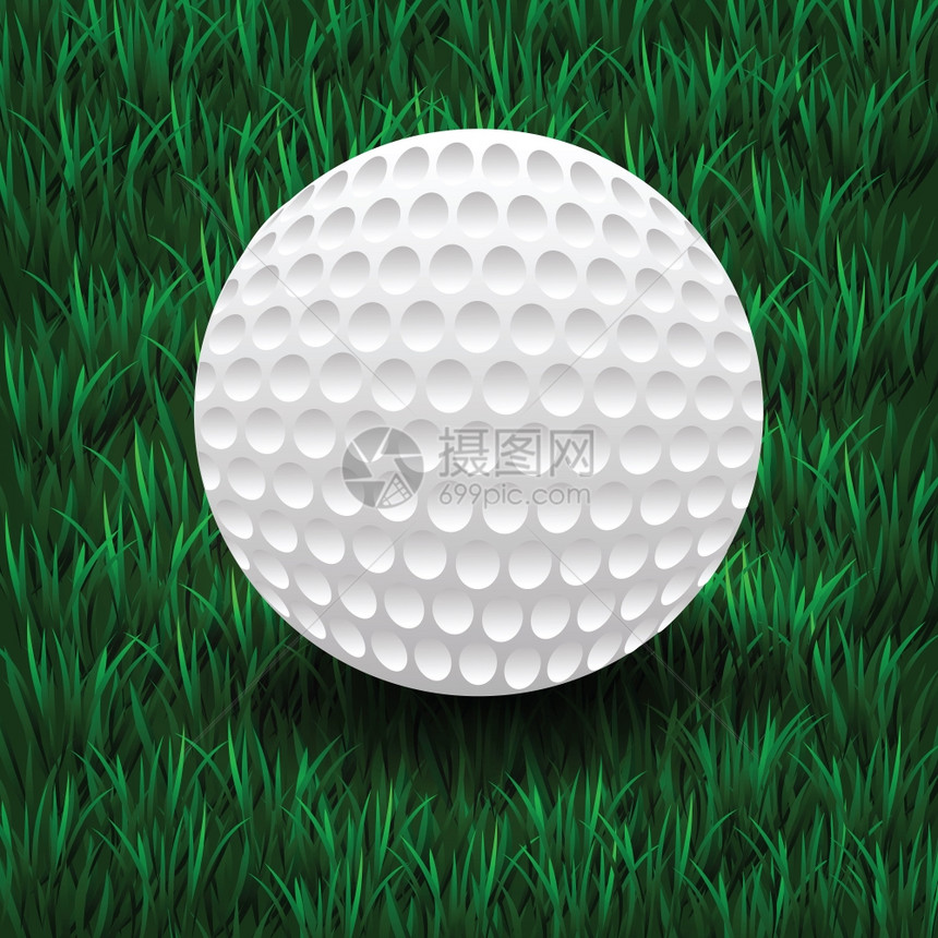 绿色草地背景上高尔夫球的多彩插图图片
