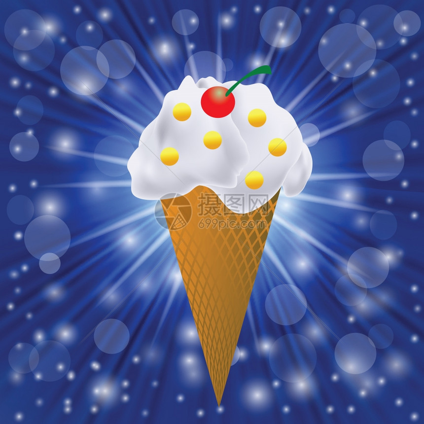设计时用蓝背景的冰淇淋以多彩的冰淇淋插图图片