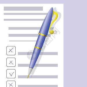 用检查列表和笔来显示您设计的多彩色插图图片