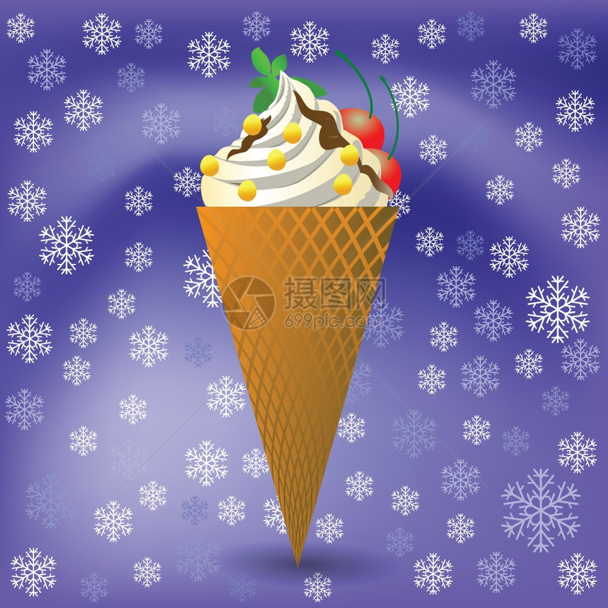 设计时用冰淇淋做有色多彩的插图图片