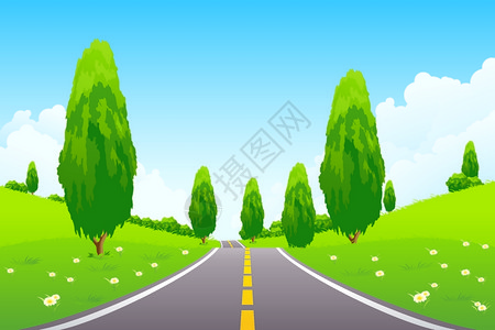 绿色小清新乡村公路自然景观图片
