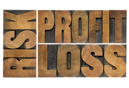 风险利润损失久效纸质印刷木材类型的单词抽象图片