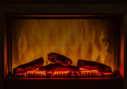 关闭电动人工壁炉内置橙色火焰图片