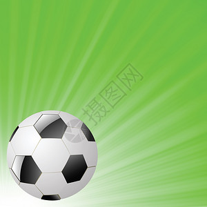 用于设计的绿色波背景上足球的多彩插图图片
