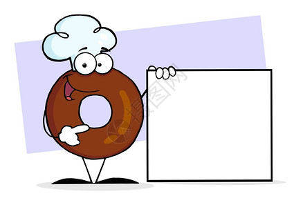 快餐店宣传折页友善的甜圈卡通字符显示空白号插画