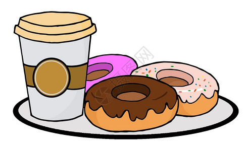 碳水化合物光滑的咖啡杯和甜圈插画