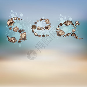 海壳形成的文字海洋图片