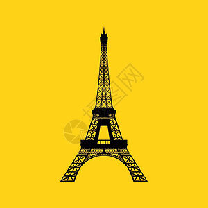 巴黎的艾菲尔塔黄色的矢量插图图片