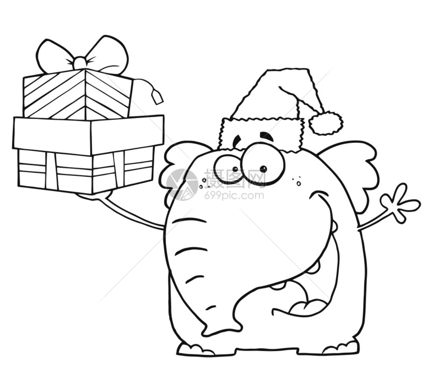 圣诞快乐大象拿着礼物图片