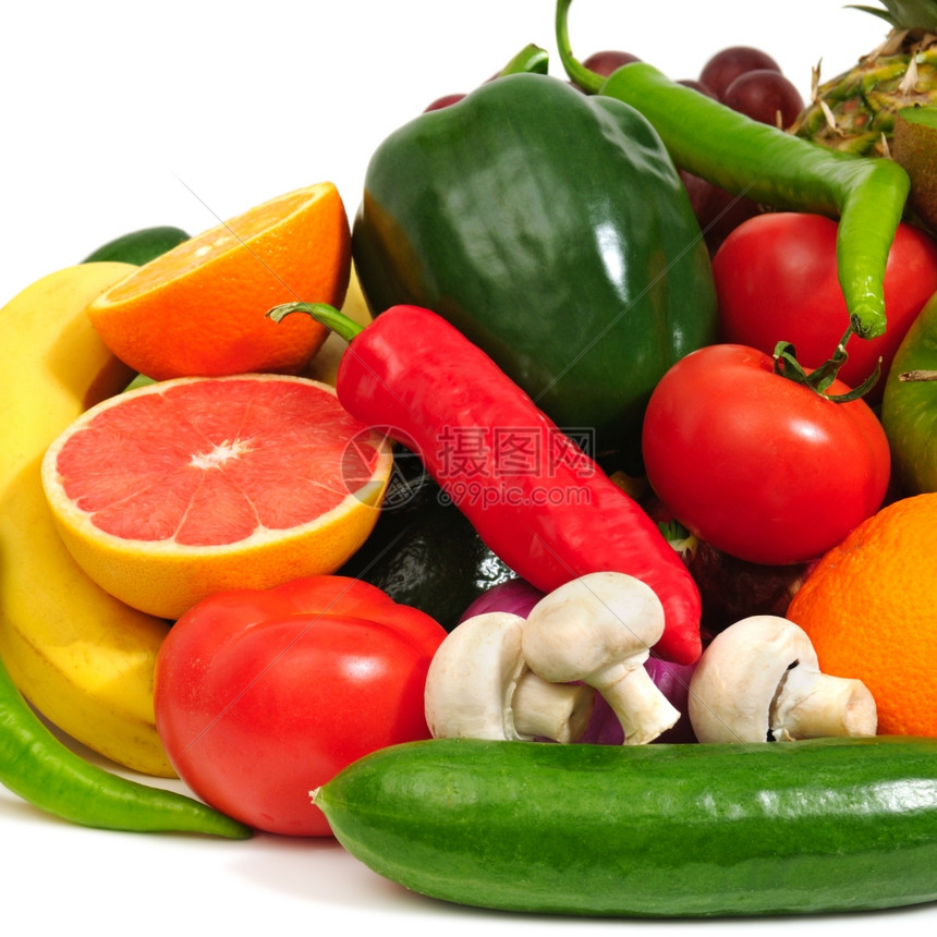 白种水果蔬菜和图片