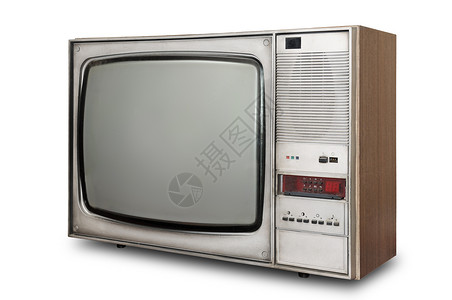 阴极射线管白色背景的旧式电视机背景