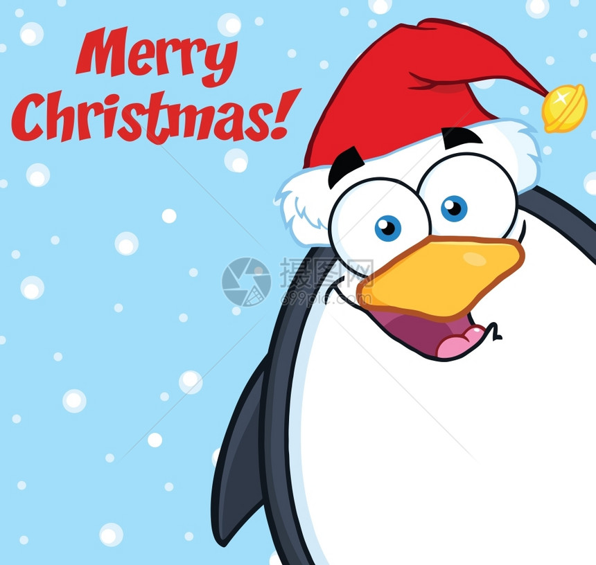 圣诞快乐与可爱企鹅卡通字符从角落看图片