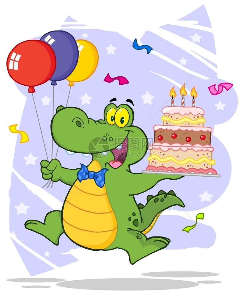 生日鳄鱼抱起蛋糕图片