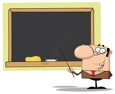 学校教师和黑板插画图片