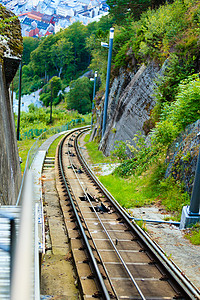 旅行和游挪威卑尔根的单车铁路攀登弗洛延山高清图片