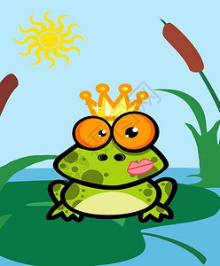 卡通青蛙王子插画图片
