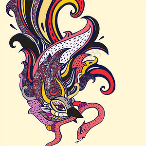 江加达加鲁达美丽的鸟矢量手画插图插画