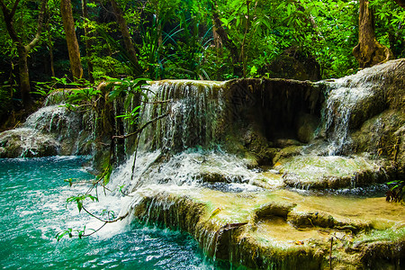 埃拉旺瀑布泰国坎沙纳里高清图片