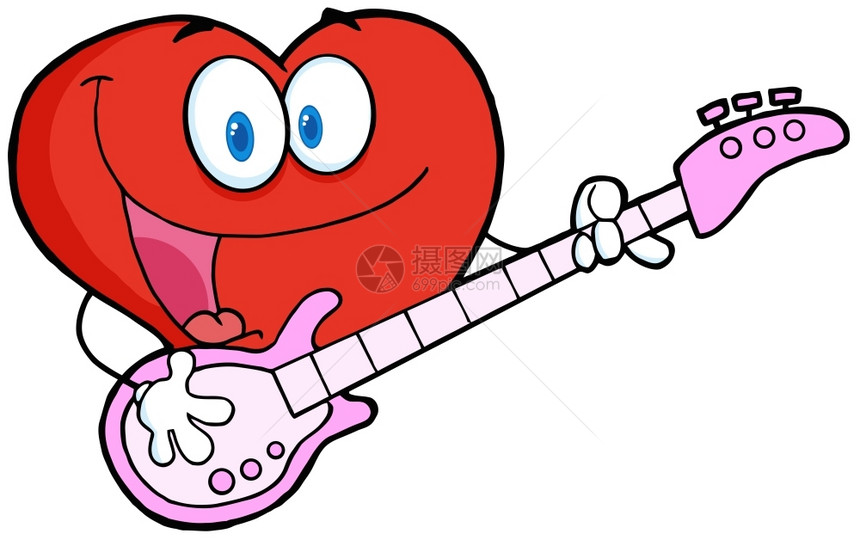 浪漫的红心人玩吉他和唱歌图片