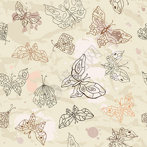 手绘装饰蝴蝶元素背景图片