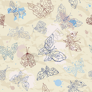手绘装饰蝴蝶元素背景图片