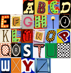 用于自定义设计信件的以不同颜色显示的精选字母集图片