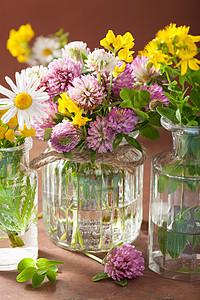 鲜花和瓶装药用鲜花和草高清图片